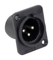 SWITCHCRAFT/CONXALL PD3MSC1 XLR Connector, 3 Contacts, Plug, Panel Mount, Silver Plated Contacts, Thermoplastic Body