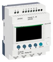 SCHNEIDER ELECTRIC SR2A101BD Smart Relay, Compact, 6 Discrete Inputs, 4 Relay Outputs, 24 VDC, Zelio Logic Series