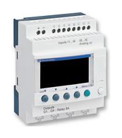 SCHNEIDER ELECTRIC SR2B121BD Smart Relay, Compact, 4 Input Analog, 8 Discrete Inputs, 4 Relay Outputs, 24 VDC, Zelio Logic Series