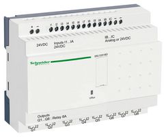 SCHNEIDER ELECTRIC SR2D201BD Smart Relay, Compact, 2 Input Analog, 12 Discrete Inputs/8 Relay Outputs, 24VDC, Zelio Logic Series