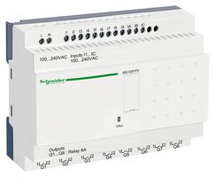 SCHNEIDER ELECTRIC SR2D201FU Smart Relay, Compact, 12 Discrete Inputs, 8 Relay Outputs, 100 to 240 VAC, Zelio Logic Series