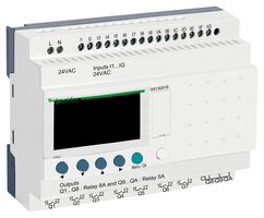 SCHNEIDER ELECTRIC SR3B261B Modular Smart Relay, 16 Discrete Inputs, 10 Relay Outputs, 24 VAC, Zelio Logic Series