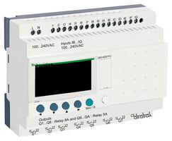 SCHNEIDER ELECTRIC SR3B261FU Modular Smart Relay, 16 Discrete Inputs, 10 Relay Outputs, 100 to 240 VAC, Zelio Logic Series