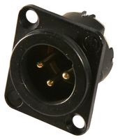 NEUTRIK NC3MD-LX-B Conector XLR, 3 Contactos, Macho, Montaje en Panel, Contactos con Recubrimiento de Oro, Metal
