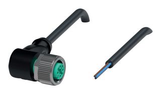 PEPPERL+FUCHS V11-W-BK5M-PVC-U Sensor Cable, A Coded, 90° M12 Receptacle, Free End, 3 Positions, 5 m, 16.4 ft