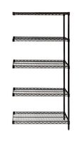 QUANTUM STORAGE AD86-1260BK-5 Add-On Kit, Wire Shelving, 5 Shelves, 60" L x 12" W x 86" H, 800 lb, Steel