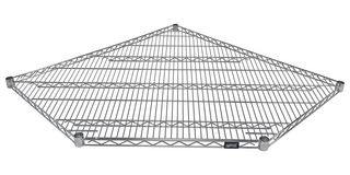 QUANTUM STORAGE 2442CRNC Corner Wire Shelf, 58-1/2" x 46", 700lb, Steel, Bright Chrome