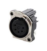 REAN RRX5F-B-020-0 XLR Connector, Horizontal, 5 Contacts, Receptacle, Panel PCB Mount, Gold Plated Contacts