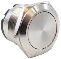 E-SWITCH PVHC7F23SS Vandal Resistant Switch, PVHC7 Series, 22 mm, SPST-NO-DM, Off-On, Round Flat, Natural