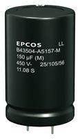 TDK B43504C5107M000 Capacitor Electrolítico, A Presión, 100 µF, 450 V, ± 20%, Encastre a presión, 3000 horas a 105°C