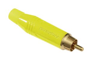 AMPHENOL AUDIO ACPR-YEL RCA (Phono) Audio / Video Connector, 2 Contacts, Plug, Gold Plated Contacts, Zinc Alloy Body