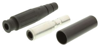STAUBLI 15.0020-21 Banana Test Connector, Jack, Cable Mount, 100 A, 600 V, Silver Plated Contacts, Black