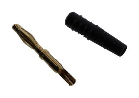 STAUBLI 22.2618.21 Banana Test Connector, Plug, Cable Mount, 10 A, 60 VDC, Gold Plated Contacts, Black