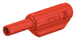 STAUBLI 65.9182-22 Banana Test Connector, Plug, Cable Mount, 10 A, 600 V, Gold Plated Contacts, Red