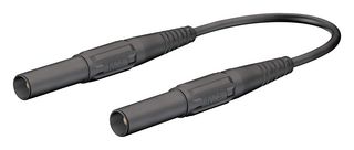 STAUBLI 66.9013-15021 Banana Test Lead, 4mm Banana Plug, Shrouded, 4mm Banana Plug, Shrouded, 5 ft, 1.5 m, Black, 19 A