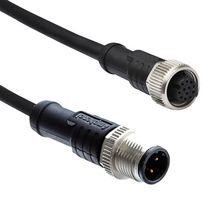 AMPHENOL LTW M12A08ML-12AFL-SD001 Sensor Cable, M12 Sensor Straight Receptacle, M12 Sensor Straight Plug, 8 Positions, 1 m, 3.28 ft