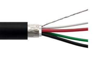 L-COM BU2HF-2824BK-100F Multiconductor Cable, 1Pair + 2Core, Shielded, 4 Conductor, 100 ft, 30.5 m