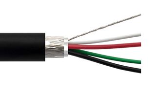 L-COM BU2O-2824BK-100F Multiconductor Cable, 1Pair + 2Core, Shielded, 4 Conductor, 100 ft, 30.5 m