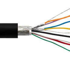 L-COM BU31O-3226BK-1000F Cable Multiconductor, 3 Pares, 32AWG, Blindado, 2 Hilos, 26 AWG, 1000 ft, 304.8 m