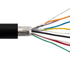 L-COM BU31O-3226BK-500F Multiconductor Cable, 3 Pair, 32AWG, Shielded, 2 Conductor, 26 AWG, 500 ft, 152.4 m