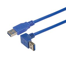 L-COM CA3A-90DA-5M Cable USB, Tipo A Macho a Tipo A 90° Macho, 5 m, 16.4 ft, USB 3.0, Azul
