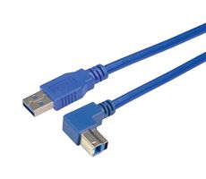 L-COM CA3A-90DB-3M Cable USB, Tipo A Macho a Tipo B 90° Macho, 3 m, 9.8 ft, USB 3.0, Azul