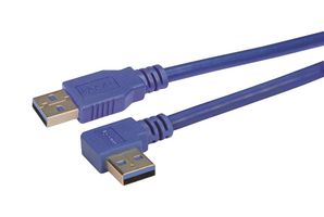 L-COM CA3A-90LA-5M Cable USB, Tipo A Macho a Tipo A 90° Macho, 5 m, 16.4 ft, USB 3.0, Azul