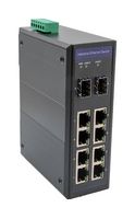L-COM IES-2210GAT-SFP Switch, 10 Ports, Industrial, Gigabit PoE Ethernet, DIN Rail, RJ45 PoE+ x 8, SFP x 2