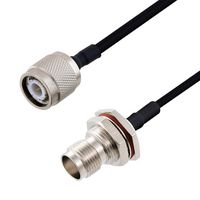 L-COM LCCA30107-FT1 RF / Coaxial Cable Assembly, 1 ft, 304.8 mm, 0.141 Hand Formable, TNC Plug, TNC Bulkhead Jack
