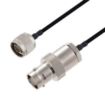 L-COM LCCA30503-FT3 RF / Coaxial Cable Assembly, 3 ft, 914.4 mm, 0.141 Hand Formable, N Type Plug, BNC Jack, 50 ohm