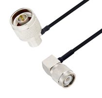 L-COM LCCA30647-FT1 RF / Coaxial Cable Assembly, 1 ft, 304.8 mm, 0.085 Hand Formable, N Type Right Angle Plug