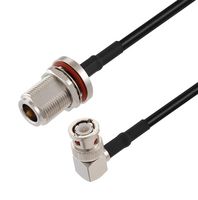 L-COM LCCA30688-FT1.5 RF / Coaxial Cable Assembly, 1.5 ft, 457.2 mm, RG58, N Type Bulkhead Jack, BNC Right Angle Plug
