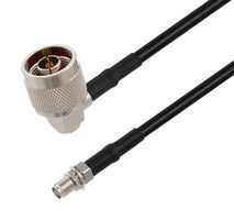 L-COM LCCA30698-FT1 RF / Coaxial Cable Assembly, 1 ft, 304.8 mm, RG58, N Type Right Angle Plug, SMA Bulkhead Jack