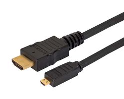 L-COM MICHD-HD-0.5 Audio / Video Cable Assembly, HDMI A Plug, HDMI D Plug, 19.7 ", 500 mm, Black, MICHD-HD Series