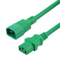 L-COM PPA00002GN-03F Mains Power Cord, CPU/PDU, IEC 60320 C14 to IEC 60320 C13, 914.4 mm, 15 A, 250 V, Green
