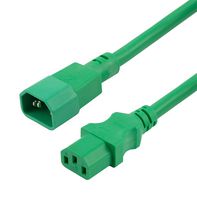L-COM PPA00002GN-08F Mains Power Cord, CPU/PDU, IEC 60320 C14 to IEC 60320 C13, 2.4 m, 15 A, 250 V, Green