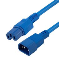 L-COM PPA00005BL-03F Cable de Alimentación, IEC 320 C14 a IEC 320 C15, 914.4 mm, 15 A, 250 V, Azul, PPA00005BL Series