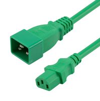 L-COM PPA00007GN-03F Cable de Alimentación, IEC 320 C13 a IEC 320 C20, 914.4 mm, 15 A, 250 V, Verde, PPA00007GN Series