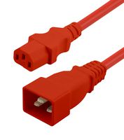 L-COM PPA00007RD-06F Cable de Alimentación, IEC 320 C13 a IEC 320 C20, 1.8 m, 15 A, 250 V, Rojo, PPA00007RD Series