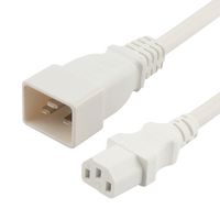 L-COM PPA00007WH-03F Mains Power Cord, IEC 320 C13 to IEC 320 C20, 914.4 mm, 15 A, 250 V, White, PPA00007WH Series