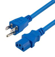 L-COM PPA00011BL-03F Cable de Alimentación, CPU Universal, NEMA 5-15P a IEC 60320 C13, 914.4 mm, 15 A, 250 V, Azul