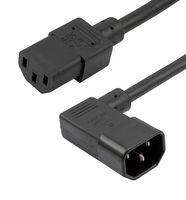 L-COM PPA00020-6F Mains Power Cord, CPU/PDU, 90° IEC 60320 C14 to IEC 60320 C13, 1.8 m, 10 A, 250 V, Black