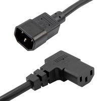 L-COM PPA00022-3F Cable de Alimentación, CPU/PDU, 90° IEC 60320 C13 a IEC 60320 C14, 914.4 mm, 10 A, 250 V, Negro