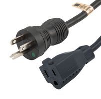 L-COM PPA00036-15F Mains Power Cord, Hospital Grade, NEMA 5-15P to NEMA 5-15R, 4.6 m, 13 A, 125 V, Black