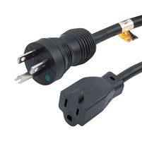 L-COM PPA00037-6F Mains Power Cord, Hospital Grade, NEMA 5-15P to NEMA 5-15R, 1.8 m, 15 A, 125 V, Black