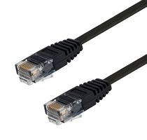 L-COM TRD695FLAT-BLK-100 Ethernet Cable, Cat6, RJ45 Plug to RJ45 Plug, UTP (Unshielded Twisted Pair), Black, 30.5 m