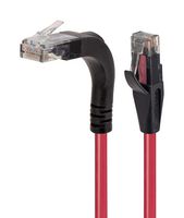 L-COM TRD695RA15RED-7 Ethernet Cable, Cat6, 90° RJ45 Plug to RJ45 Plug, UTP (Unshielded Twisted Pair), Red, 2.1 m, 7 ft