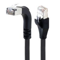 L-COM TRD855SRA2DBL-2M Ethernet Cable, Cat5e, 90° RJ45 Plug to RJ45 Plug, UTP (Unshielded Twisted Pair), Black, 2 m