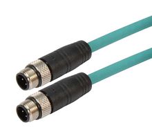 L-COM TRG501-T4T-10M Sensor Cable, D Coded, M12 Plug, M12 Plug, 4 Positions, 10 m, 32.8 ft, TRG501-T4T Series