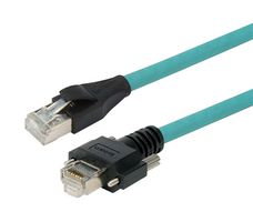 L-COM TRG617-T6T-1M Ethernet Cable, Cat6a, RJ45 Plug to RJ45 Plug, STP (Shielded Twisted Pair), Teal, 1 m, 3.3 ft